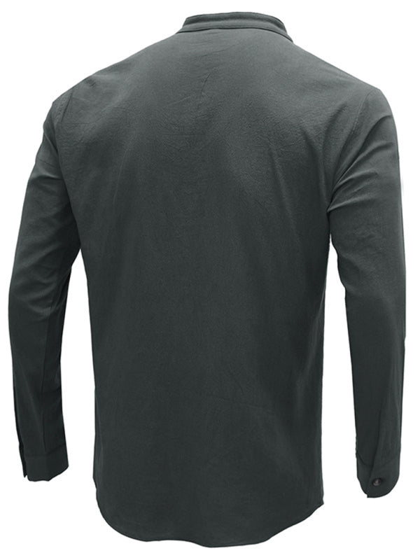 Men's Solid Color Defender Performance Long Sleeve Henley - FashionistaDeal