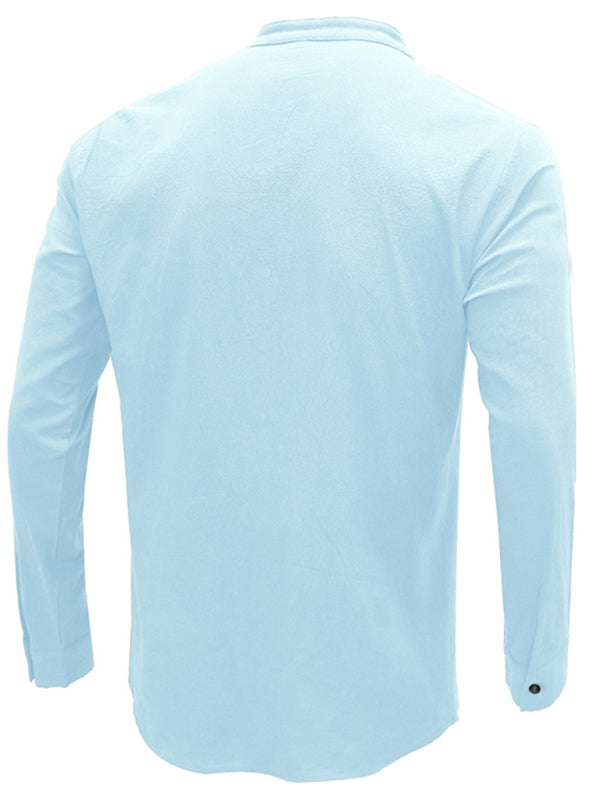 Men's Solid Color Defender Performance Long Sleeve Henley - FashionistaDeal