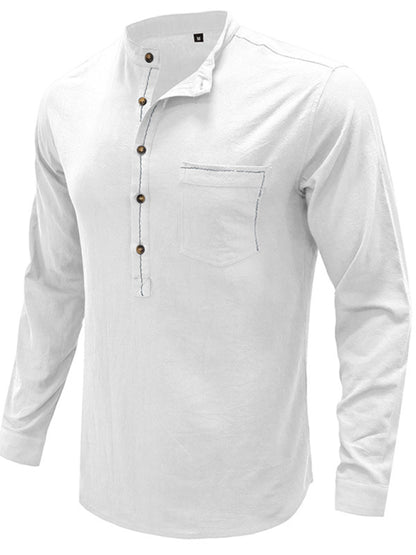 Men's Solid Color Defender Performance Long Sleeve Henley - FashionistaDeal