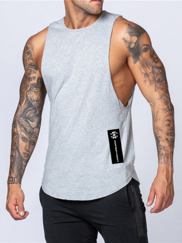 Men's Solid Color Round Neck Casual Breathable Slim Fit Sports Vest - FashionistaDeal