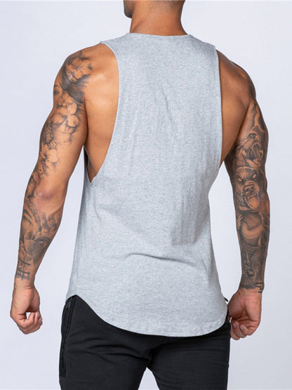 Men's Solid Color Round Neck Casual Breathable Slim Fit Sports Vest - FashionistaDeal