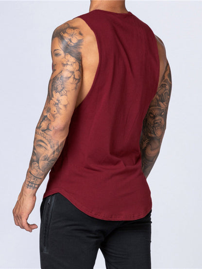 Men's Solid Color Round Neck Casual Breathable Slim Fit Sports Vest - FashionistaDeal