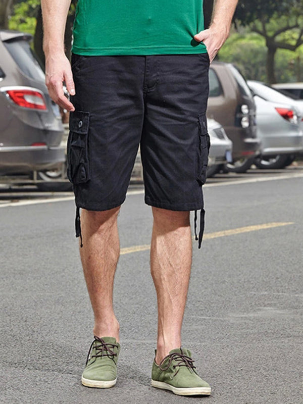 Straight Leg Cropped Pants Men's Loose Casual Pants Outdoor Sports Cargo Shorts (Without Belt) - FashionistaDeal