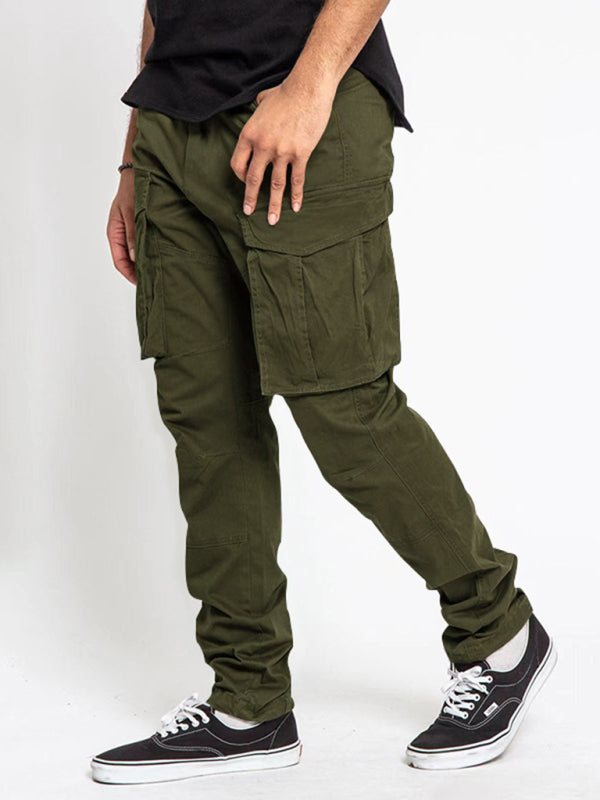 Men's Solid Color Multi-Pocket Casual Cargo Pants - FashionistaDeal