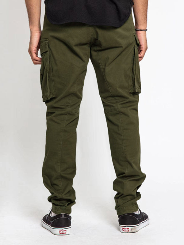 Men's Solid Color Multi-Pocket Casual Cargo Pants - FashionistaDeal