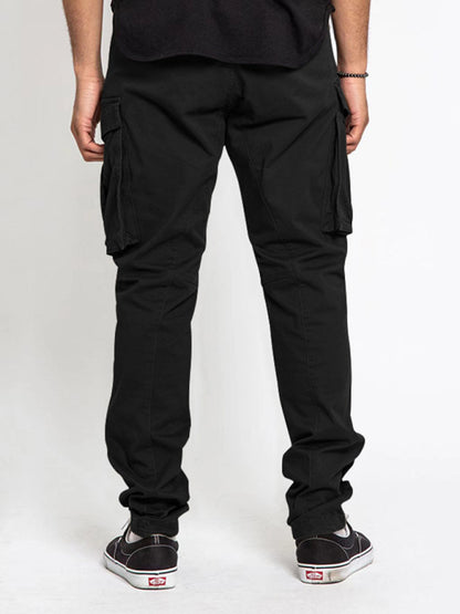 Men's Solid Color Multi-Pocket Casual Cargo Pants - FashionistaDeal