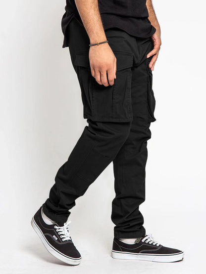 Men's Solid Color Multi-Pocket Casual Cargo Pants - FashionistaDeal