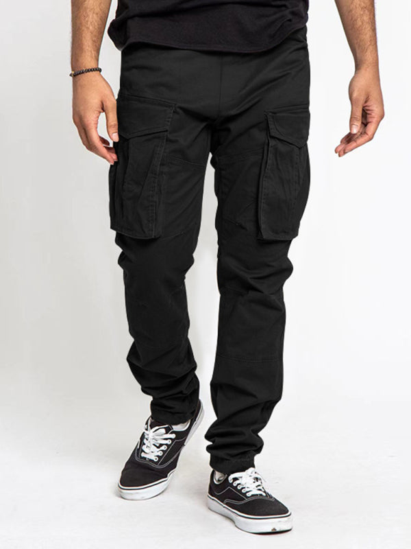 Men's Solid Color Multi-Pocket Casual Cargo Pants - FashionistaDeal