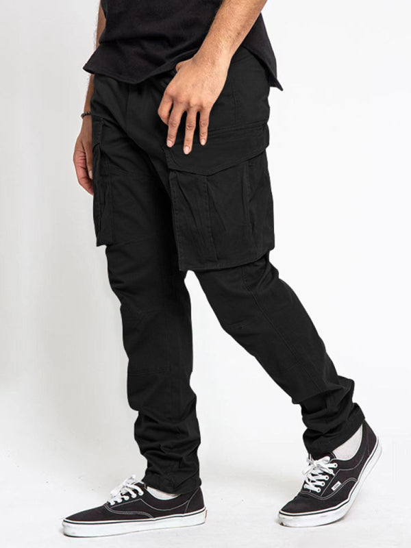 Men's Solid Color Multi-Pocket Casual Cargo Pants - FashionistaDeal