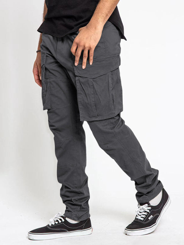 Men's Solid Color Multi-Pocket Casual Cargo Pants - FashionistaDeal