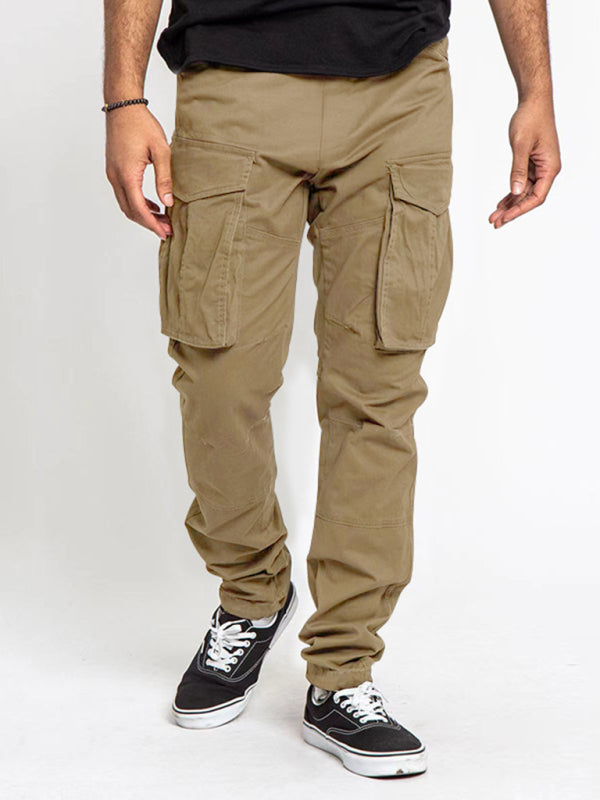 Men's Solid Color Multi-Pocket Casual Cargo Pants - FashionistaDeal