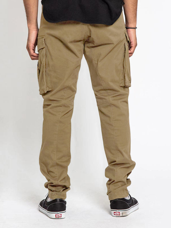 Men's Solid Color Multi-Pocket Casual Cargo Pants - FashionistaDeal