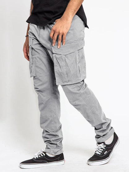 Men's Solid Color Multi-Pocket Casual Cargo Pants - FashionistaDeal