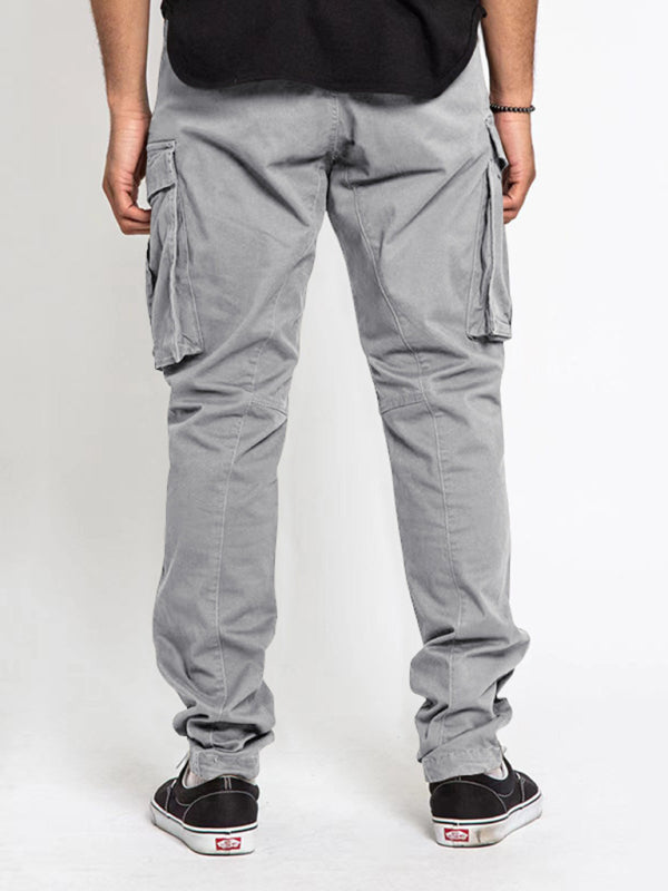 Men's Solid Color Multi-Pocket Casual Cargo Pants - FashionistaDeal