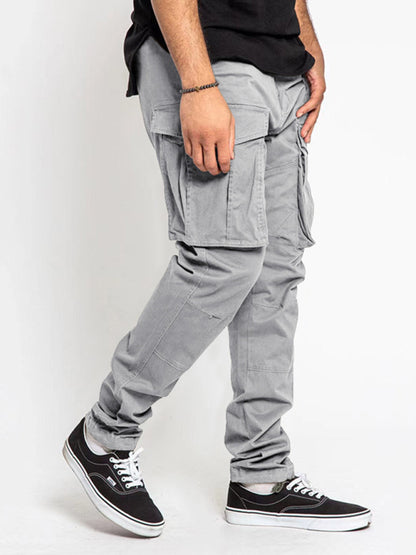 Men's Solid Color Multi-Pocket Casual Cargo Pants - FashionistaDeal