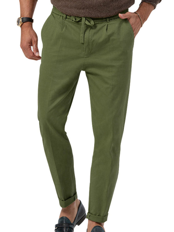 Men's trendy business straight solid color casual trousers