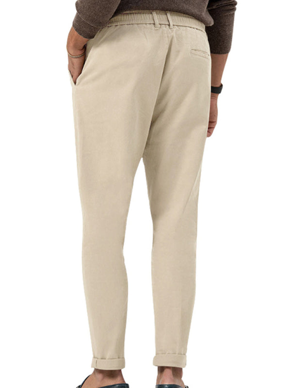 Men's trendy business straight solid color casual trousers