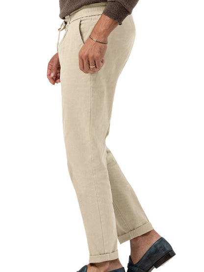 Men's trendy business straight solid color casual trousers