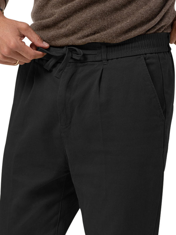 Men's trendy business straight solid color casual trousers