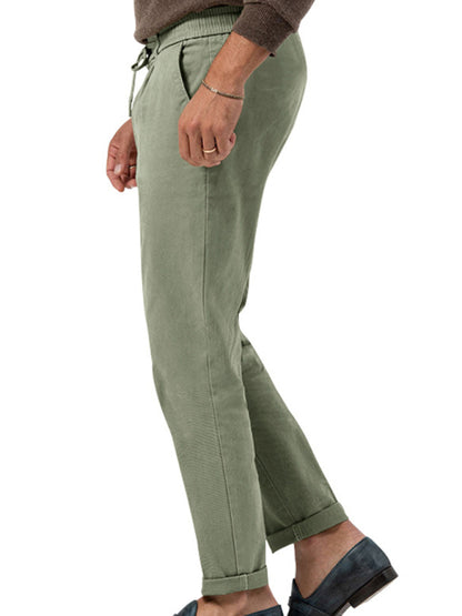 Men's trendy business straight solid color casual trousers