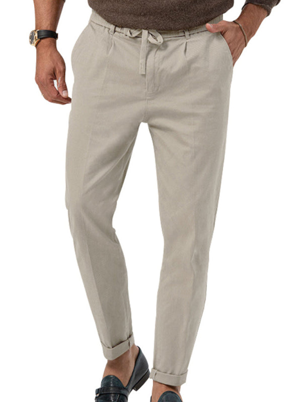 Men's trendy business straight solid color casual trousers