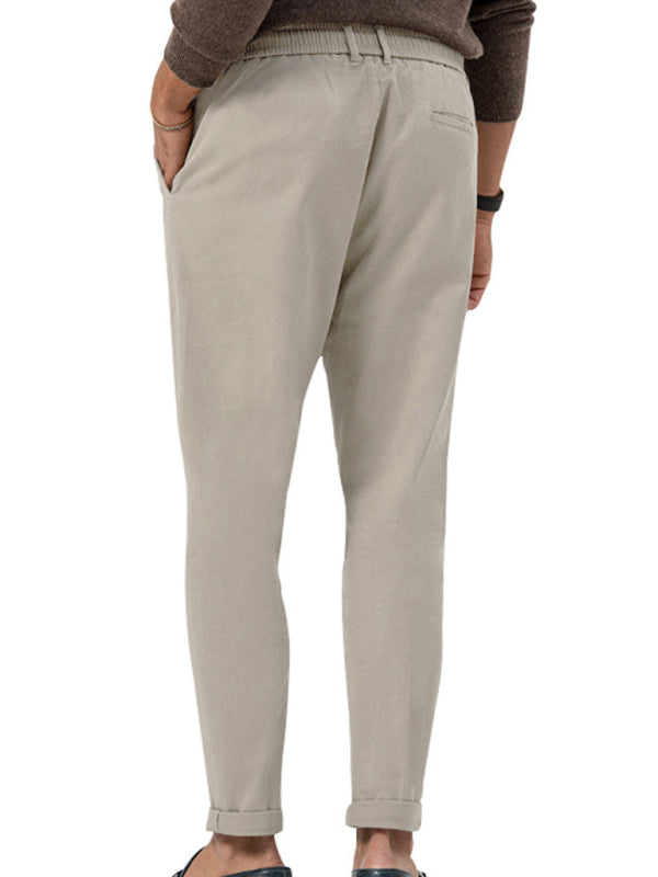 Men's trendy business straight solid color casual trousers