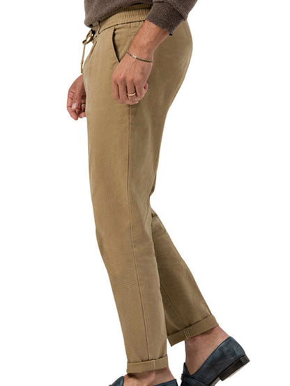 Men's trendy business straight solid color casual trousers