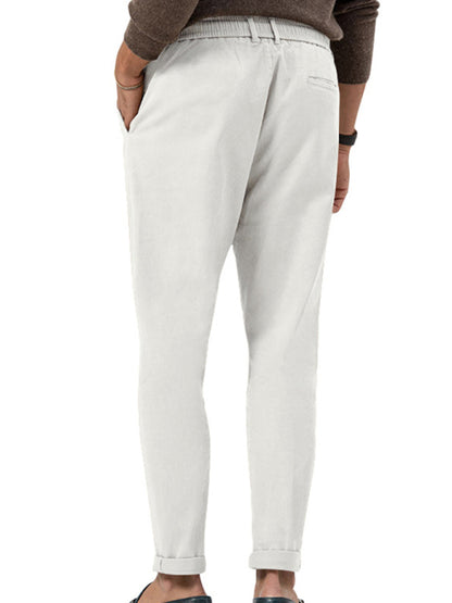 Men's trendy business straight solid color casual trousers