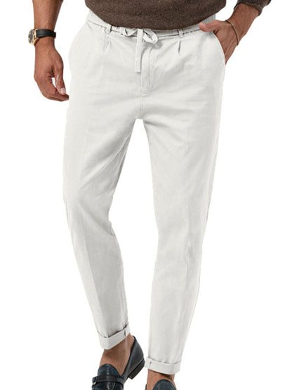 Men's trendy business straight solid color casual trousers