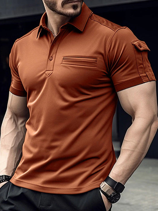 New POLO Shirt Pocket Men's Muscle Sports Polo Shirt - FashionistaDeal