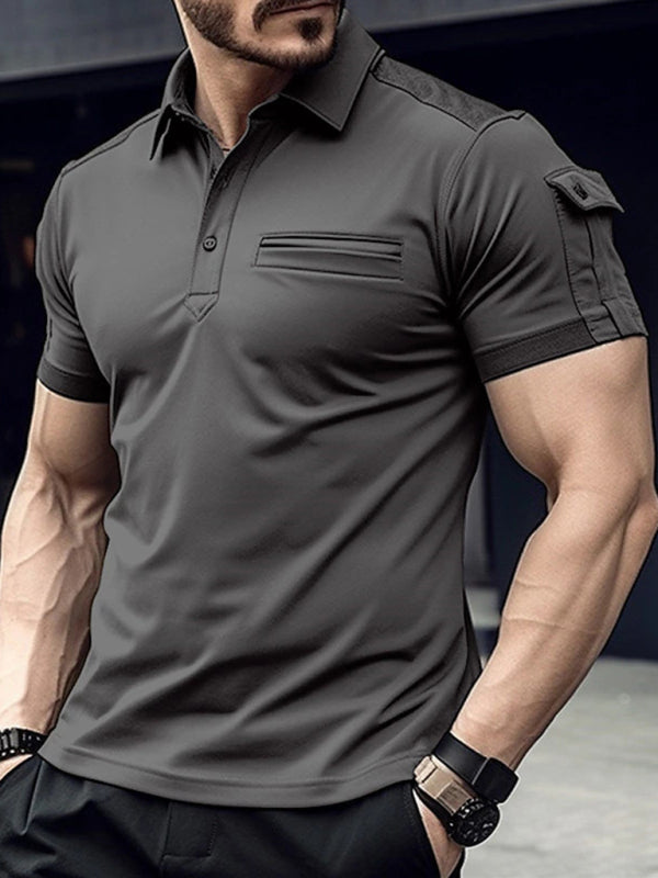 New POLO Shirt Pocket Men's Muscle Sports Polo Shirt - FashionistaDeal