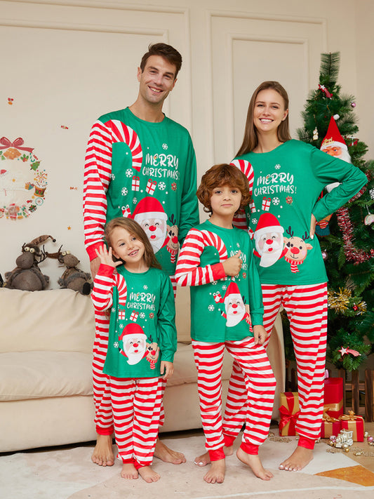 New cartoon Santa Claus letter print parent-child Christmas pajamas home wear set (dad style) - FashionistaDeal