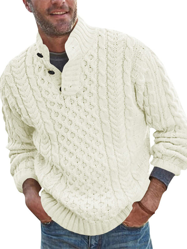 Men's Solid Color Half Turtle Collar Slim Fit Long Sleeve Knitted Sweater - FashionistaDeal