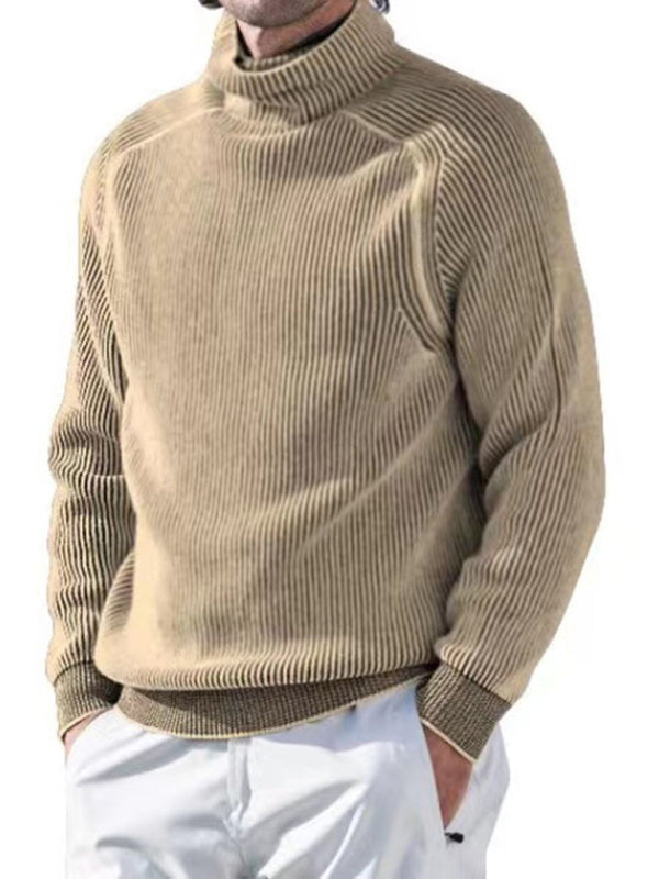 Men's high collar casual long sleeve knitted top sweater - FashionistaDeal