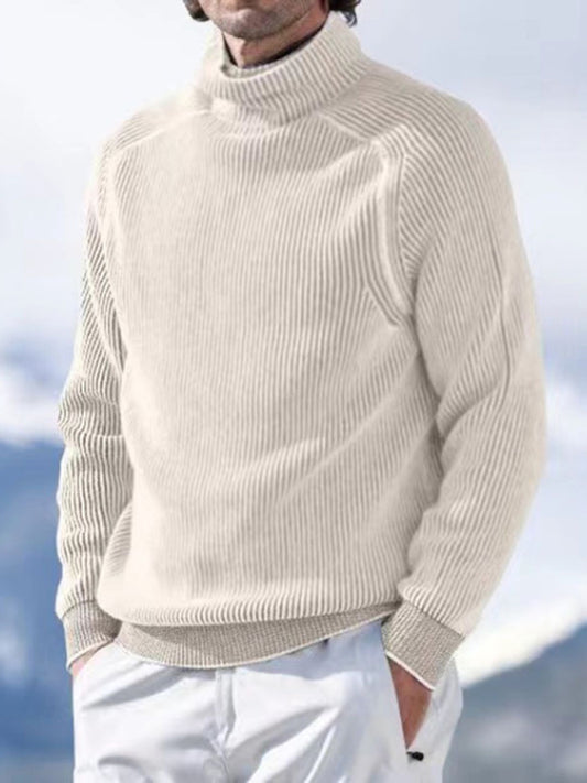 Men's high collar casual long sleeve knitted top sweater - FashionistaDeal