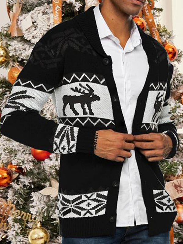 Men's Christmas jacquard sweater button cardigan sweater - FashionistaDeal