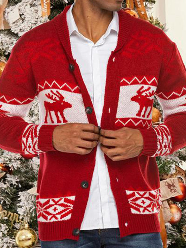 Men's Christmas jacquard sweater button cardigan sweater - FashionistaDeal