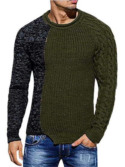 Men's new round neck long sleeve knitted slim sweater - FashionistaDeal