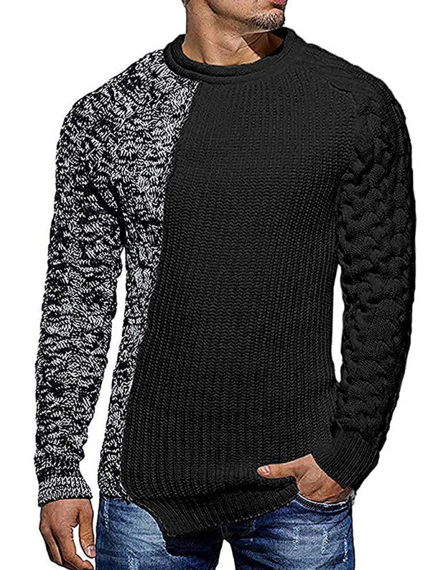 Men's new round neck long sleeve knitted slim sweater - FashionistaDeal