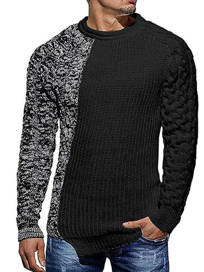 Men's new round neck long sleeve knitted slim sweater - FashionistaDeal