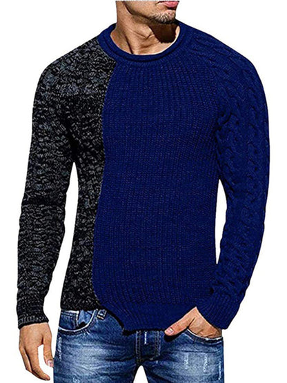 Men's new round neck long sleeve knitted slim sweater - FashionistaDeal