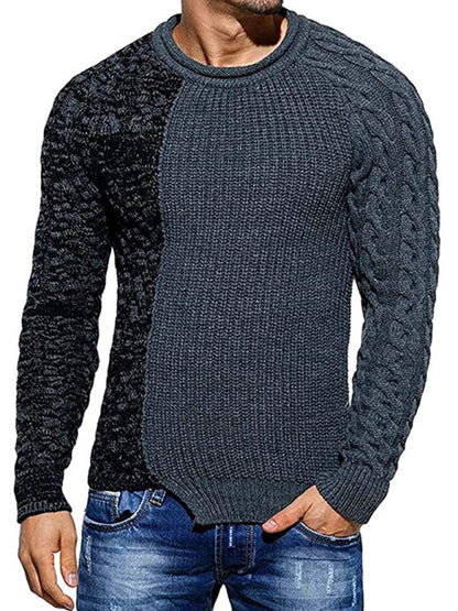 Men's new round neck long sleeve knitted slim sweater - FashionistaDeal