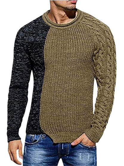 Men's new round neck long sleeve knitted slim sweater - FashionistaDeal