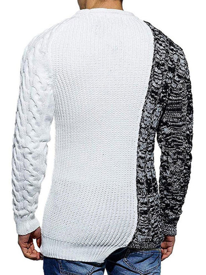 Men's new round neck long sleeve knitted slim sweater - FashionistaDeal