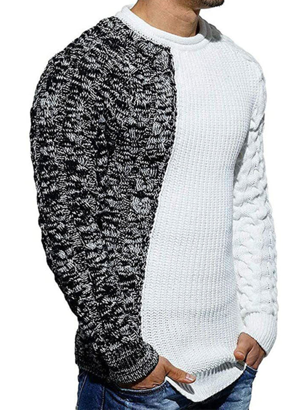 Men's new round neck long sleeve knitted slim sweater - FashionistaDeal