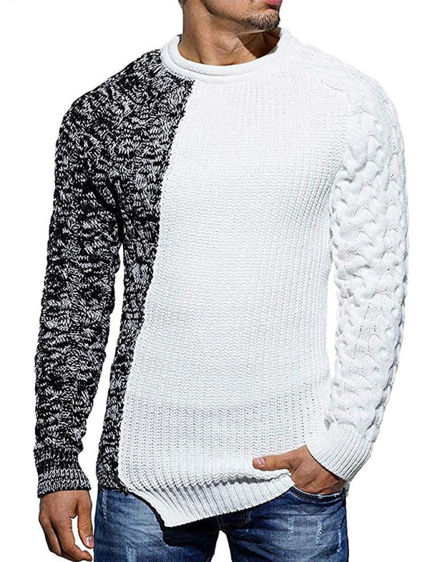 Men's new round neck long sleeve knitted slim sweater - FashionistaDeal