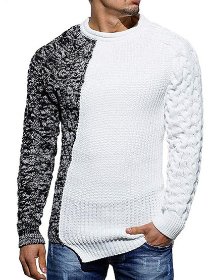 Men's new round neck long sleeve knitted slim sweater - FashionistaDeal