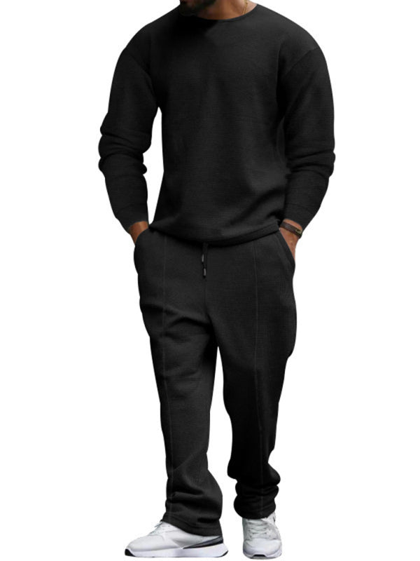 Men's new long-sleeved trousers round-neck casual suit - FashionistaDeal