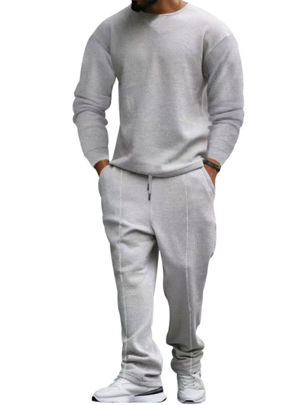 Men's new long-sleeved trousers round-neck casual suit - FashionistaDeal