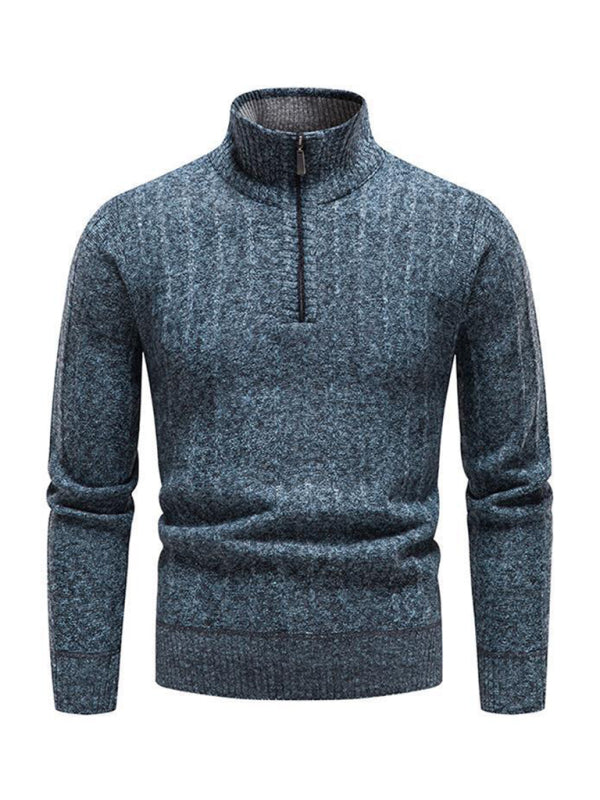 Men's stand collar zipper half cardigan sweater - FashionistaDeal